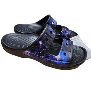 Crocs Baya Slide Sandals – Women’s Size 7 – Black/Blue – Comfort Footbed